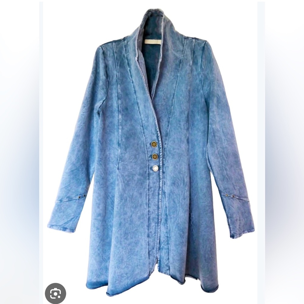 NEW TESTIMONY LOS ANGELES reba jacket blazer in Light Blue stretchy Small spring